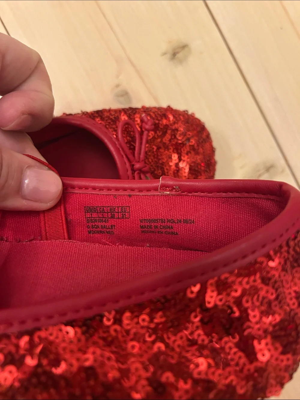 GAP Red Sequin Kids Ballet Flats with Bow and Elastic